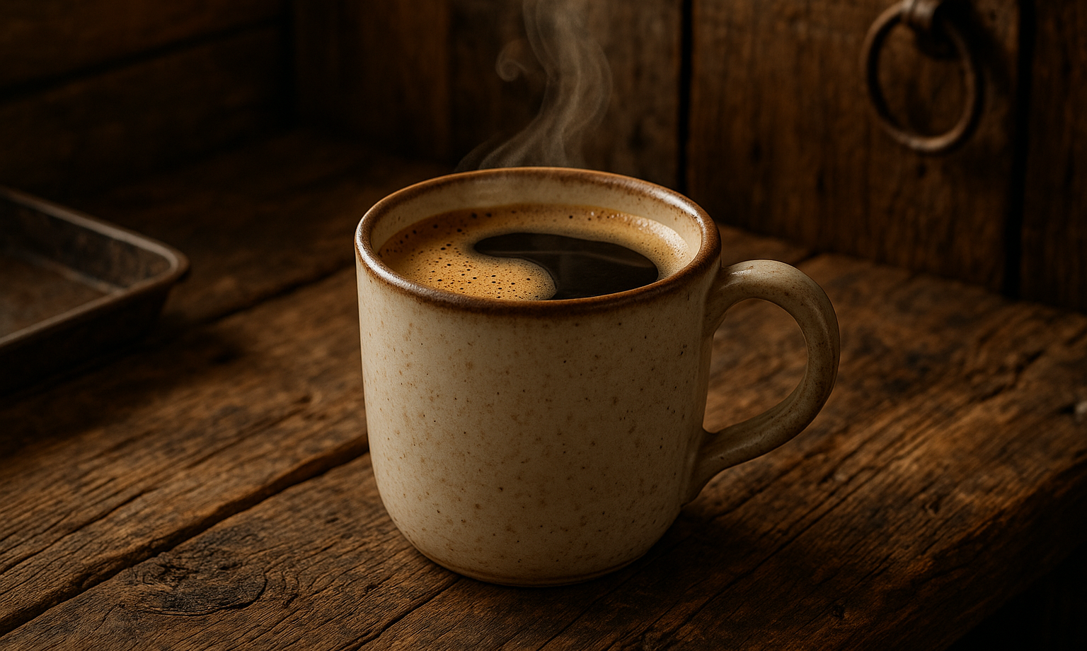 delicious cup of coffee in rustic environment